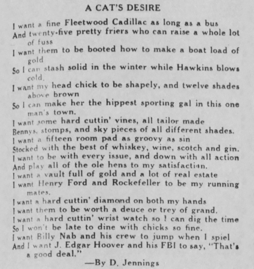 yesterdaysprint: Dick Jennings (rapping?) in The Detroit Tribune, Michigan, May 31, 1947