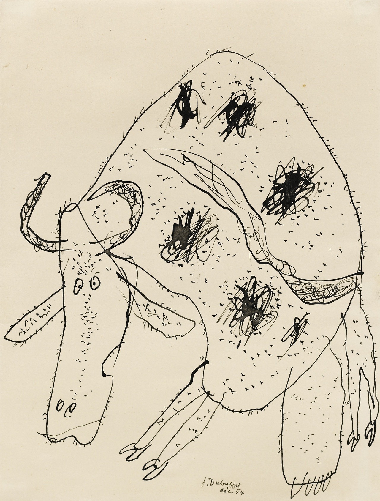 thunderstruck9:  Jean Dubuffet (French, 1901-1985), Vache [Cow], December 1954. India