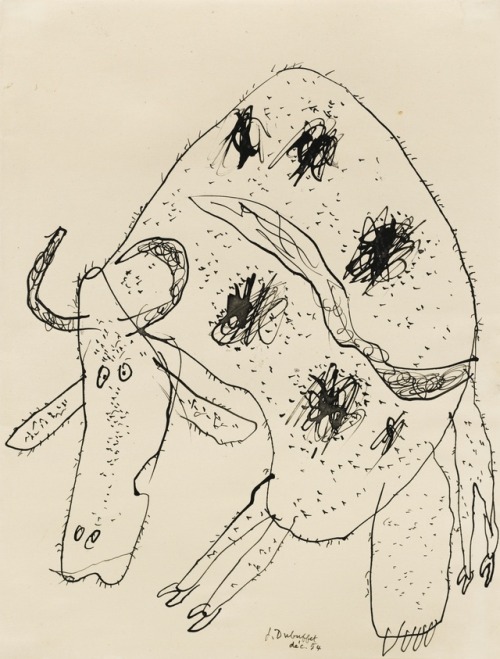 thunderstruck9:  Jean Dubuffet (French, 1901-1985), Vache [Cow], December 1954. India ink on paper, 33 x 25 cm.