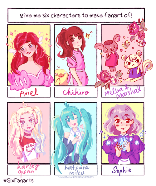 21 june 2020: i did the six fanarts thing!// I asked a couple of my personal friends for suggestions