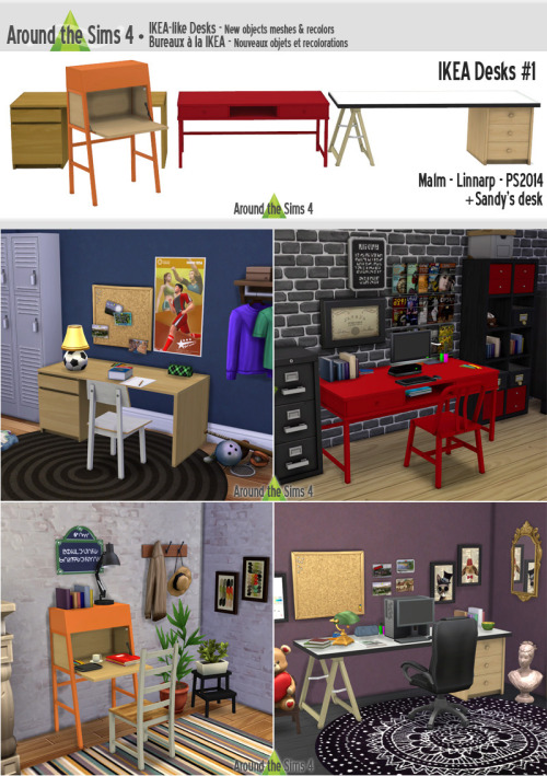 aroundthesims:Around the Sims 4 | IKEA DesksA tiny collection of IKEA desks, with some I had already