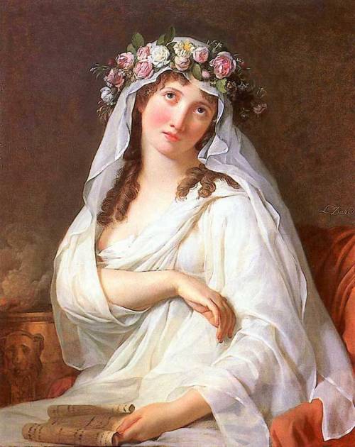 artist-jacques-louis-david:A Vestal Virgin Crowned With Flowers, 1783, Jacques-Louis DavidMedium: oi