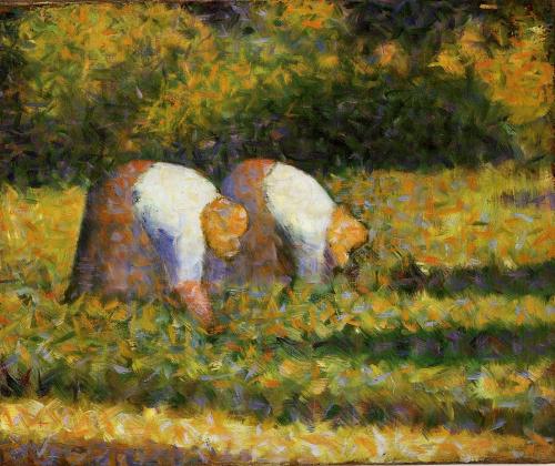 Farm Women at Work, 1883, Georges SeuratMedium: oil,canvas