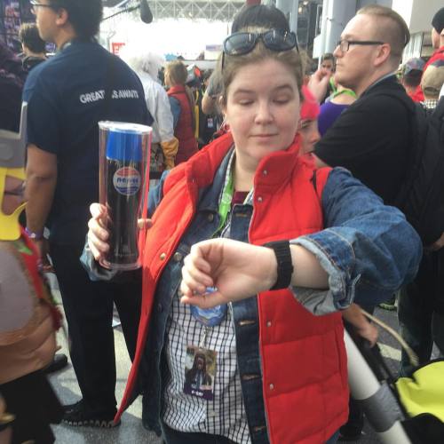 Catherine as Marty McFly with her Pepsi Perfect from Back to the Future part II #NYCC2015 #Pepsi #pe