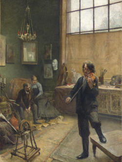 Adalbert Franz Seligmann (Austrian, 1862-1945), A Recital in the Studio. Oil on canvas, 39½ x 29 in. (100.3 x 73.7 cm.) 