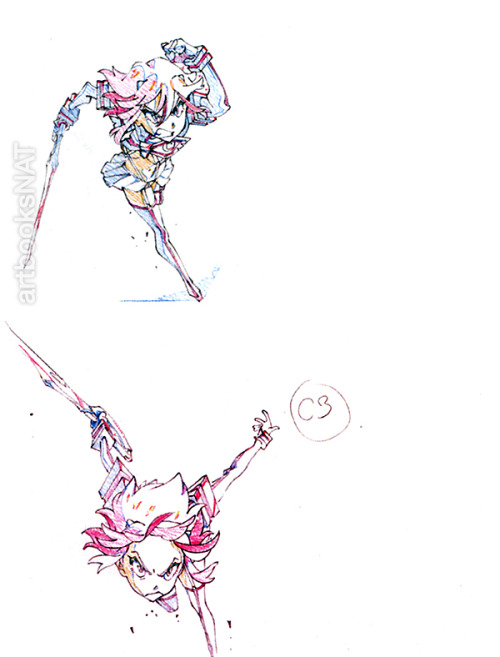 grimphantom:  artbooksnat:  Kill la Kill (キルラキル) animation layout corrections of Ryuko Matoi with Senketsu by Akira Amemiya (雨宮哲) working as the director for episode #3. Layouts showcased in Quarterly S Magazine (Amazon JP).   Awesome!