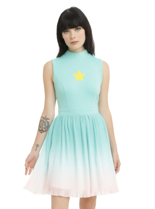 nerdisminfashion: Steven Universe collection found at Hot Topic. Garnet dress Pearl dress Amethyst c