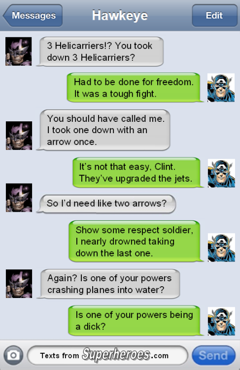 textsfromsuperheroes:The Best of The Avengers.