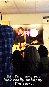 theedhead:  ed-kward:  Ed Sheeran interrupting his performance because he saw one of his fans very u