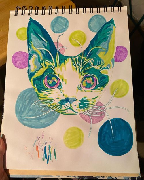 I think my #devonrex #drawing is finished and ready for photoshop @yzmarex #rexcat #rex #devonrexofi