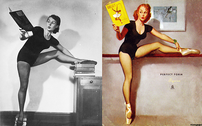 vintagegal:  Model poses and the finished paintings of Gil Elvgren 