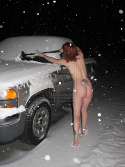 bushmaster60:  averycruelsadist: curious-bitch-alice:  hoping for a White Christmas  This is so pretty to me. She’s clearly freezing and probably hates every moment of what she’s told to do. She’s probably shivering, likely crying and certainly