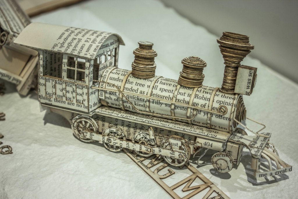 steampunktendencies:  Book Sculpture: Derailing my train of thought by Thomas Wightman