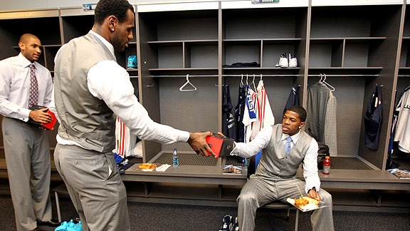 fuckyealebronjames:  *Throwback* Bron giving out beats to the whole east squad at