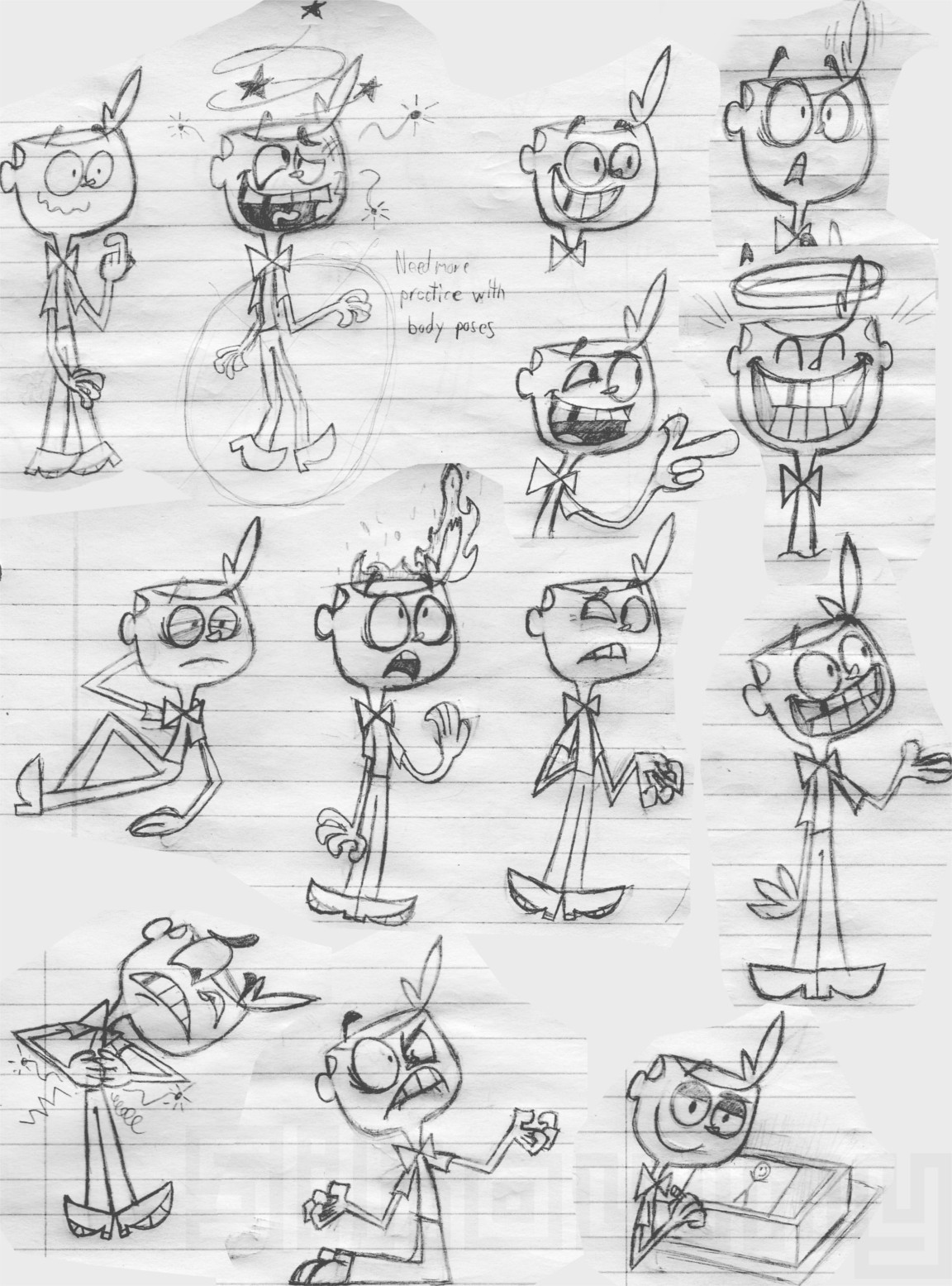 Sikowny - Old practice doodles of Jimmy on crappy paper in...