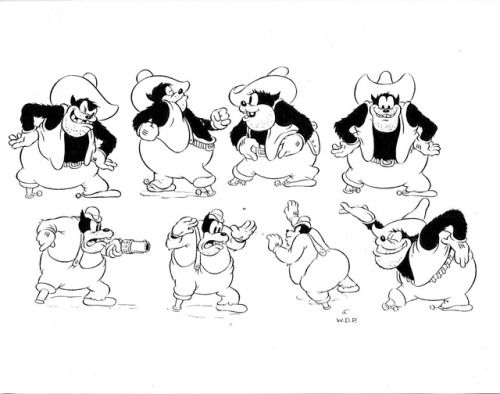 Early Disney model sheets of Horace Horsecollar, Clarabelle Cow, and (Peg Leg) Pete. Judging by thei