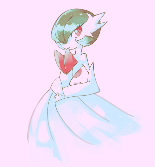 solroseart:wanted to experimentfirst time drawing mega gardevoir \ (•◡•) /