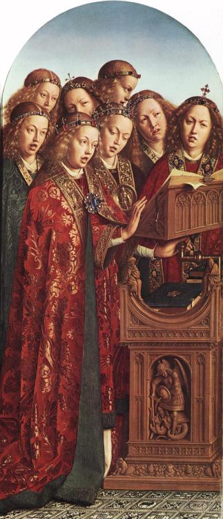 artist-vaneyck:The Ghent Altar (detail), 1432, Jan van EyckMedium: oil,wood