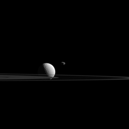 Saturn, storm, rings and moons.Image credit: NASA/JPL-Caltech/Space Science Institute