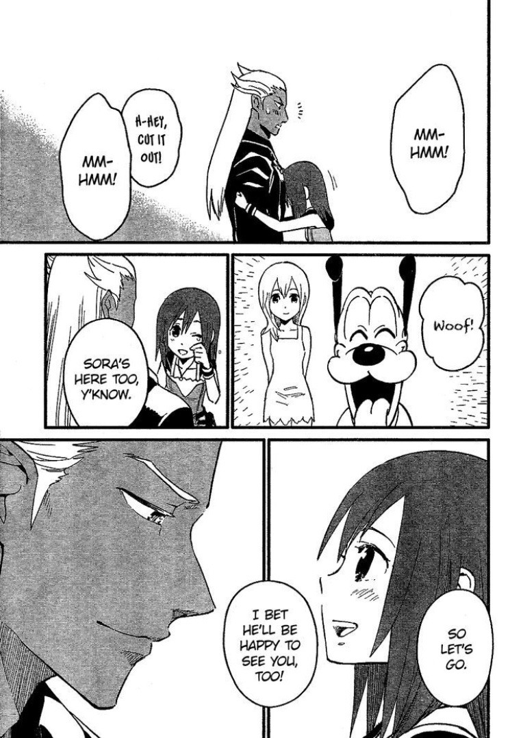 nativehueofresolution:  riku and kairi’s reunion from the kh ii manga
