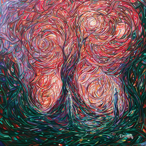 crossconnectmag:  Featured Curator: Justin Ruckman The artist and painter Eduardo Rodriguez Calzado describes himself as being obsessed with detail, “expressing emotions through the fragmentation of color”. While the human form or elements of human