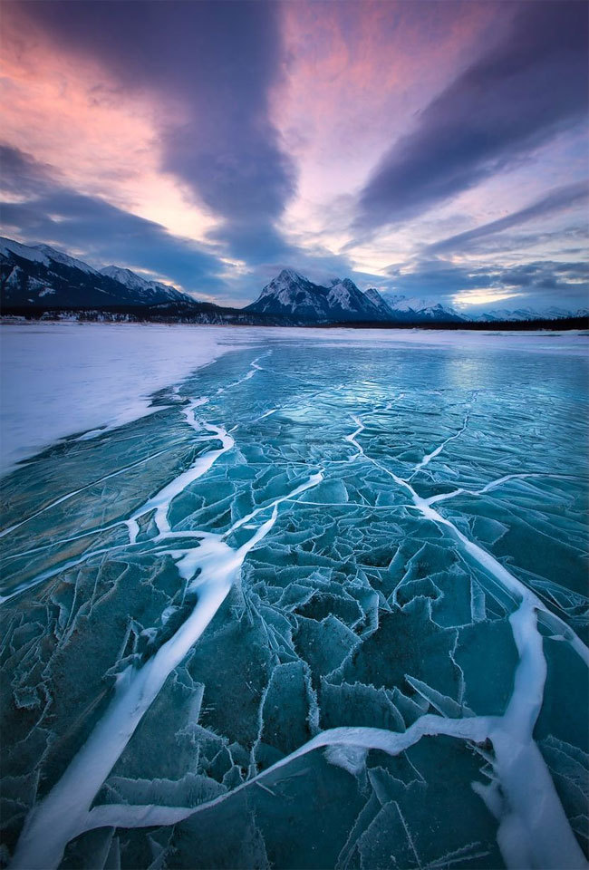 cjwho:  Ice Bubbles Create Picturesque Scene at the Foot of the Rocky Mountains 
