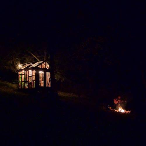 Hunter moon campfire serenade swoon. Happy weekend friends. # campfire #guitar #cabin #cabinlove #fu