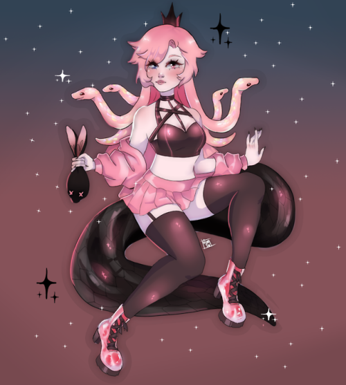 draw this in your style challenge by doroteropink cute snake girl <3