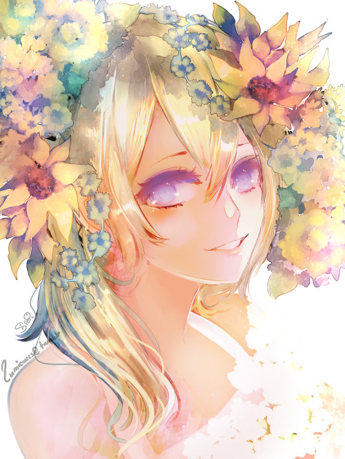 lumicakes:  Namine and flowers~Do not edit/use/repost without my permission  