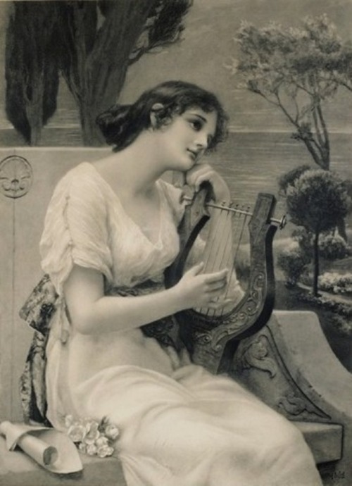 silenceforthesoul:Alfred Siefert (1850-1901) - Young lady playing a lyre