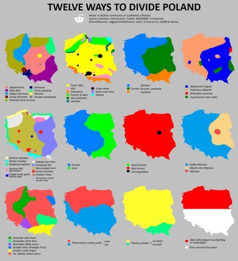 twelve ways to divide Poland by pothkan #map #poland via [Pinterest pinned to the Nordpil Interestin