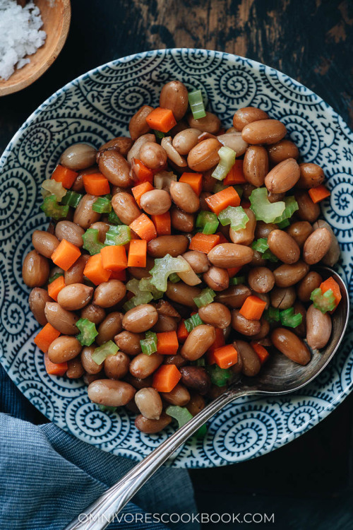 Chinese Celery and Peanut SaladThe peanuts are braised in a savory liquid until tender and flavorful