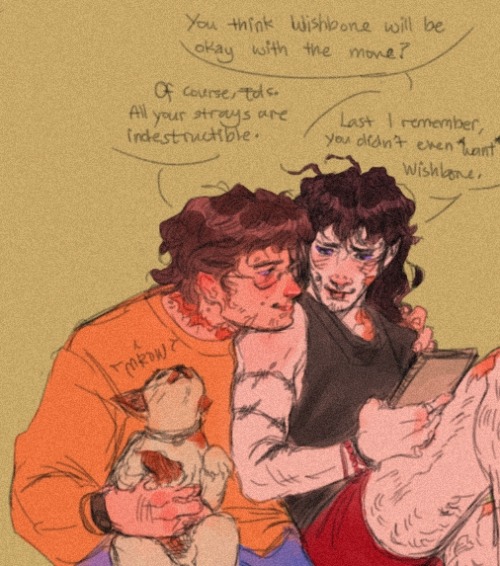 trashpocket:steve and eddie (and their cat wishbone)