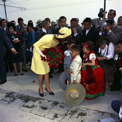 June 30, 1962:  First Lady Jacqueline Kennedy visits with children at the Instituto Nacional de Prot