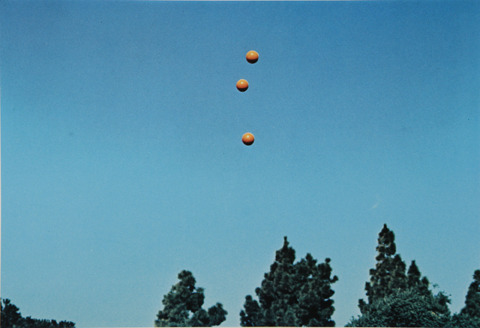 museumuesum:  John Baldessari Throwing Three Balls in the Air to Get a Straight Line