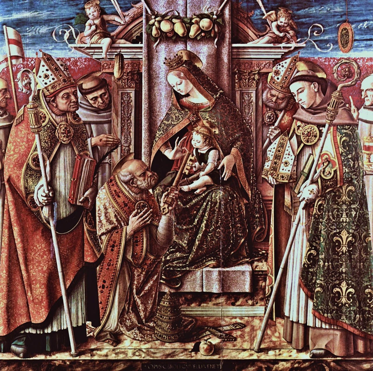 Carlo Crivelli (Venezia 1430/35 - Ascoli [?] 1495); Presentazione delle chiavi a