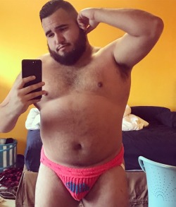mrrobotico: Thanks to @haus_of_betch on Instagram for the pink yarn jockstrap! Surprisingly comfortable.