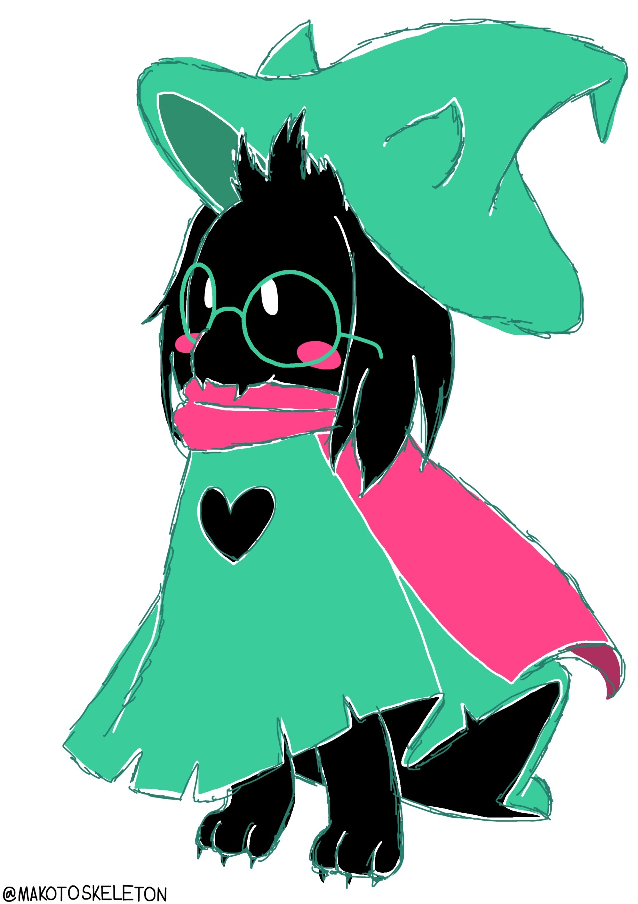 Makotoskeleton Ralsei ラルセイ アズ ロリエル のすがた ぶろこっこりー様のイラストを参考に描きました