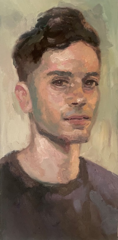 ydrorh:Yisrael Dror Hemed, Matthew, 2023, Oil on canvas, 70x35 cmwww.yisraeldrorhemed.com