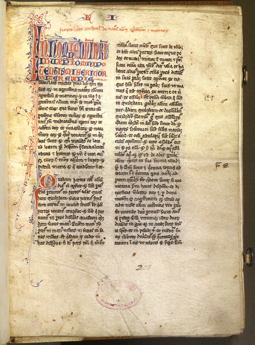 upennmanuscripts:worldhistoryfacts:Page from Aristotle’s De Animalibus, manuscript ca. 1230s-40s, Fr