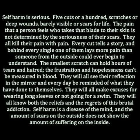 the-bizarre-blonde:  Self harm is serious .. 