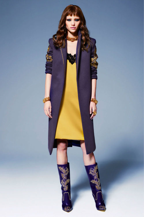 Mila Krasnoiarova in Versace Knee High Boots. Versace Pre-Fall 2013.