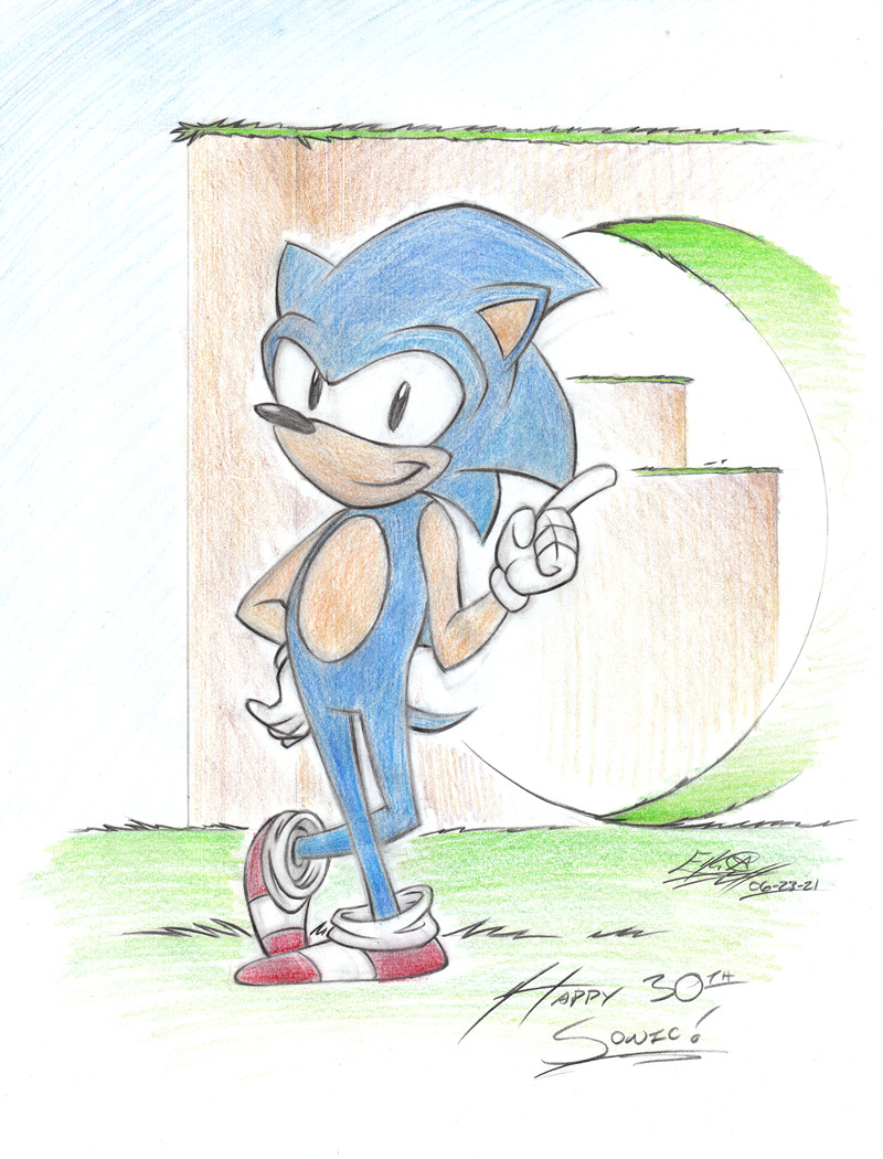 Sonic 30th Anniversary Pic [06.23.2021]
- — - — ~ — - — -
Process:
- HB, 4H Pencil and Colored Pencils on Printer paper.