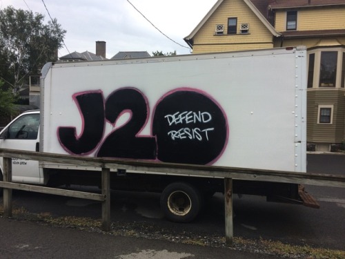 Ithaca, NY: Graffiti in Solidarity with J20 Defendants  July 28, 2017 - As a small act of solidarity