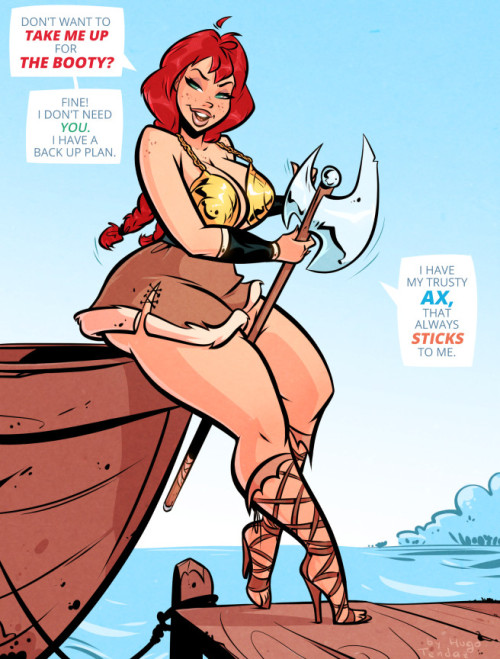   Abba - Her Ax - Cartoon PinUp Commission  Whenever you feel left out, your ax will come handy   :)Commission for https://www.deviantart.com/elcarlo42   of Abba, viking gal from Asterix.  ——————If you want to support