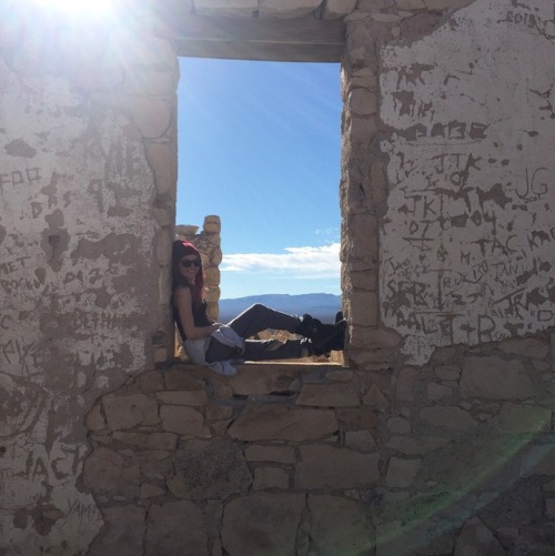 Me and my boyfriend went to a ghost town called Rhyolite. Its an ancient mining town left in ruins. 