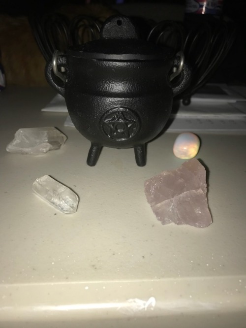 My new crystals and cauldron