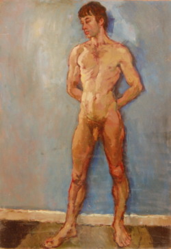 gay-erotic-art:  100artistsbook:  Nude by Charles Bannerman (1912-1993)   Every now and then I do a series devoted to one blog. This week I’m highlighting one of my favorites – One Hundred Artists of the Male Figure -  http://100artistsbook.tumblr.com/.