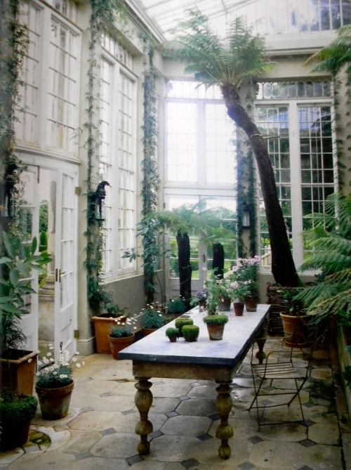 The Engligh country conservatory at Ven House, in Somerset, owned by British fashion designer, Jaspe