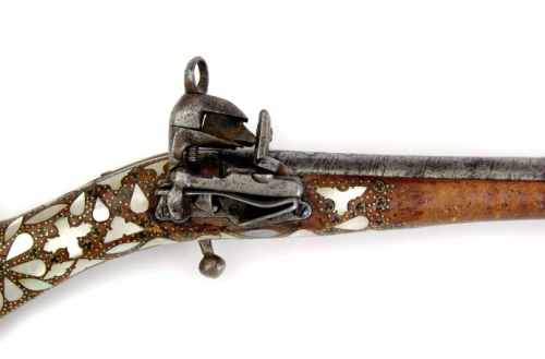 Ornate pearl decorated miquelet blunderbuss originating from the Caucuses, 19th century.